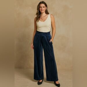 Endless Rose Blue Wide Leg Velvet pant M